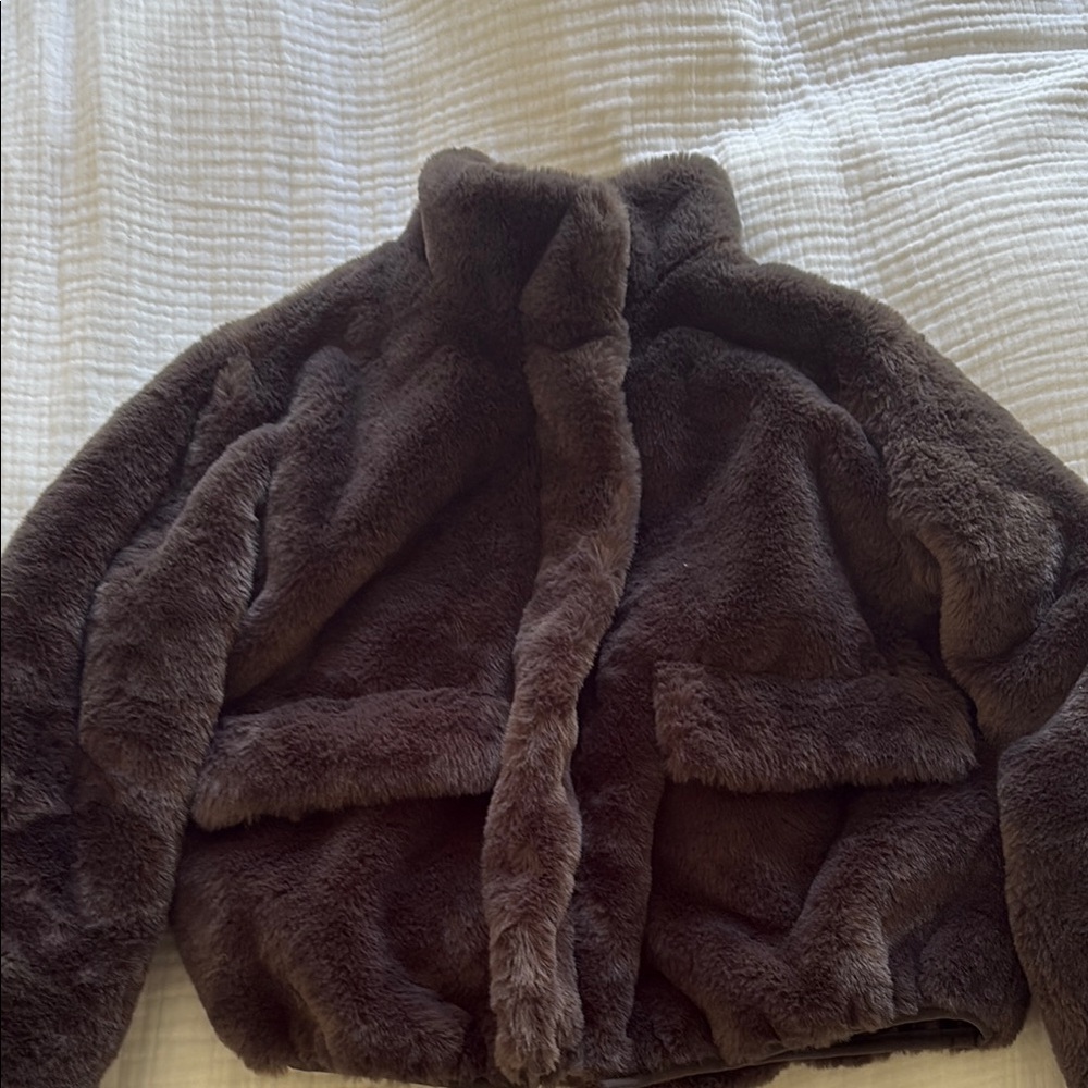 Girls Grey Faux Fur Jacket